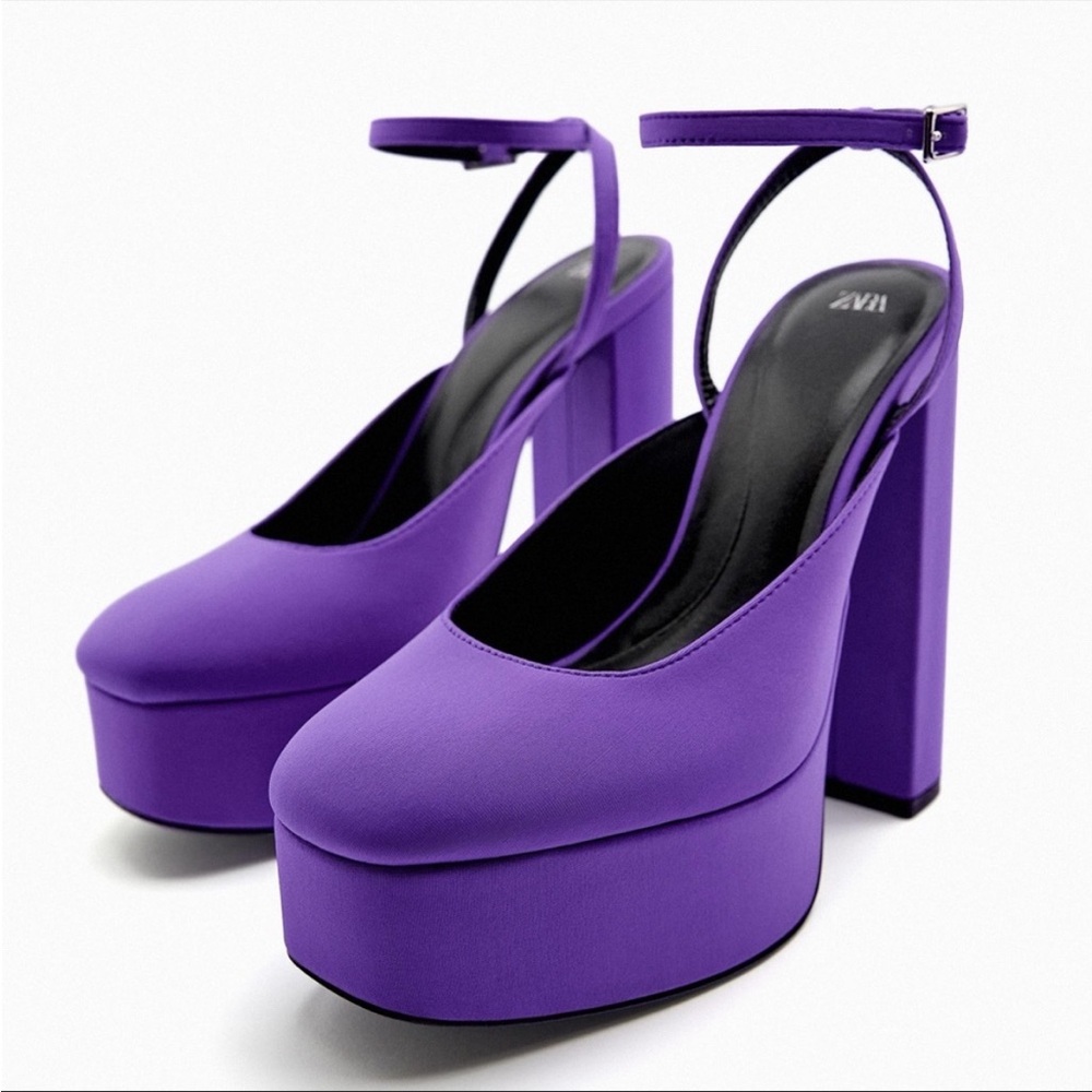 NWT Zara purple ANKLE STRAP HEELED PLATFORM SHOES - never worn